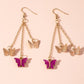 Hot Pink Glitter Drop Earrings Women Creativity Jewelry Cute Earring Girls Gift
