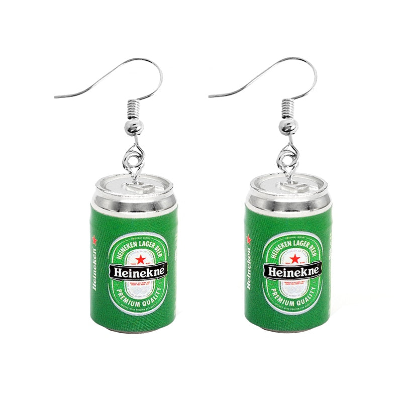 Green Can Design Drop Earrings Women Art Fashion Cartoon Earrings Creative