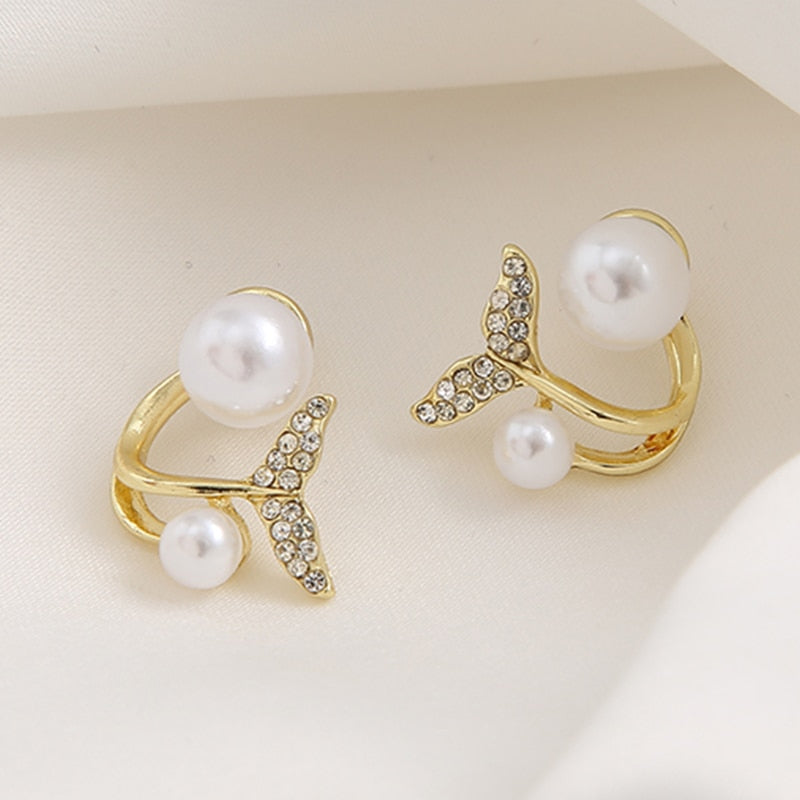 Mermaid Tail Stud Earrings Women Wedding Vintage Earrings Gifts Accessories