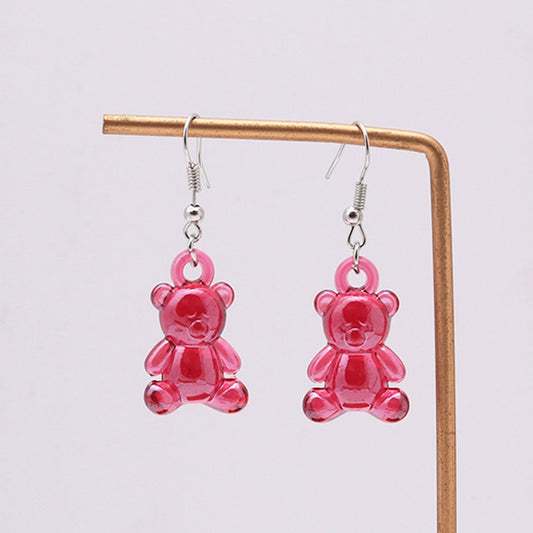 Dark Red Bear Drop Earrings Women Creativity Jewelry Cute Earring Girls Gift