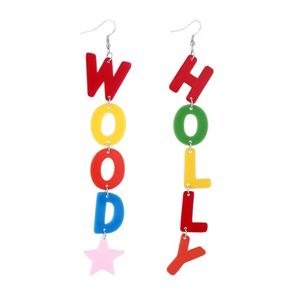 Wood Holly Acrylic Drop Earrings Women Travel Fashion Cartoon Earrings Creative