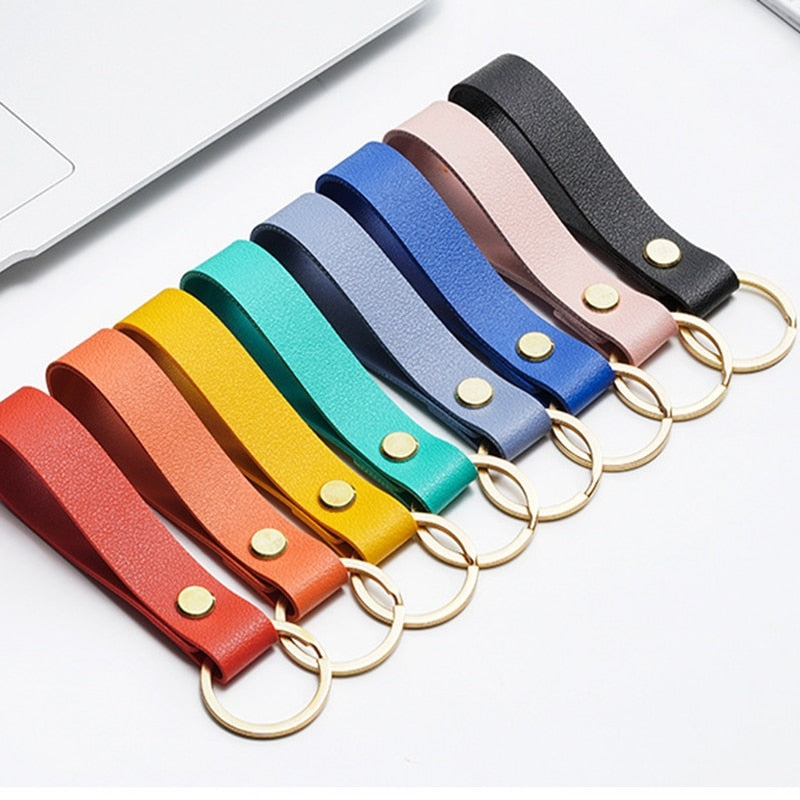 16 Colors PU Leather Waist Wallet Finger Strap Keychain Cute Key Holder Cartoon