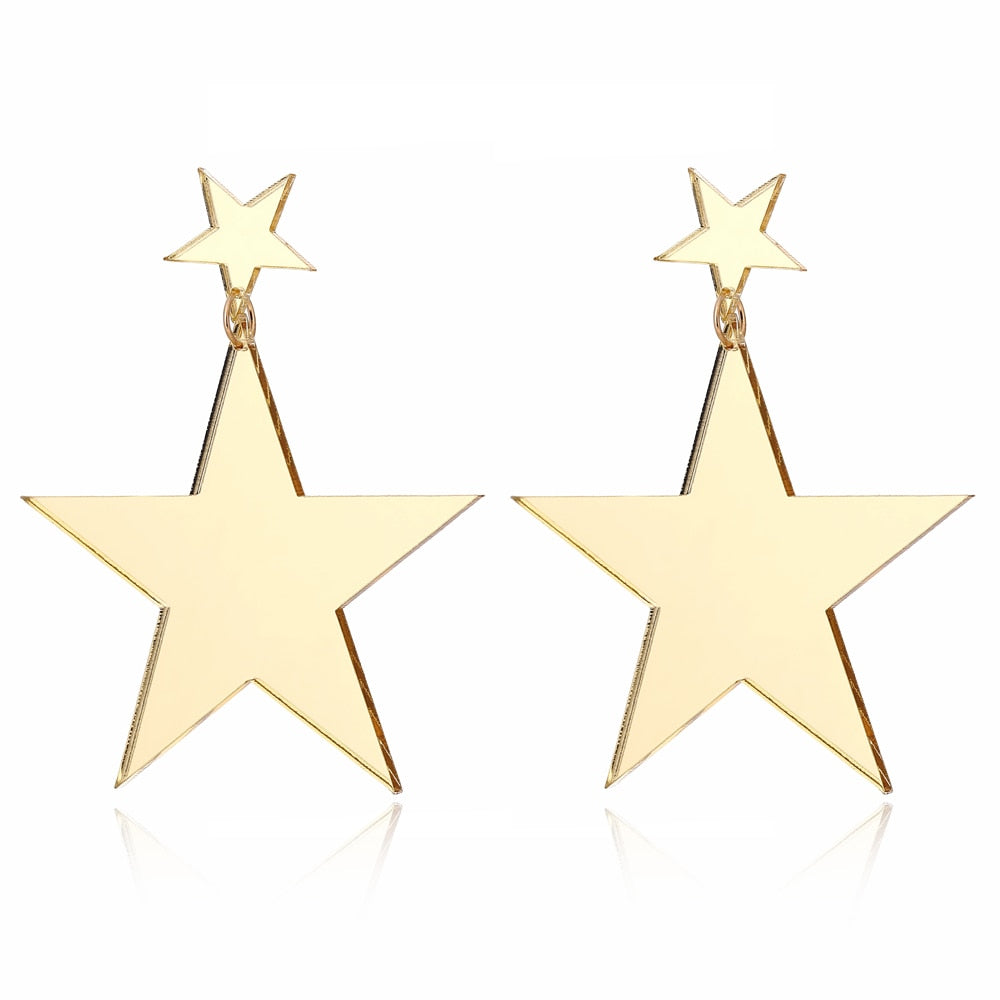 Gold Color Acrylic Star Drop Earrings Women Travel Fashion Cartoon Earrings