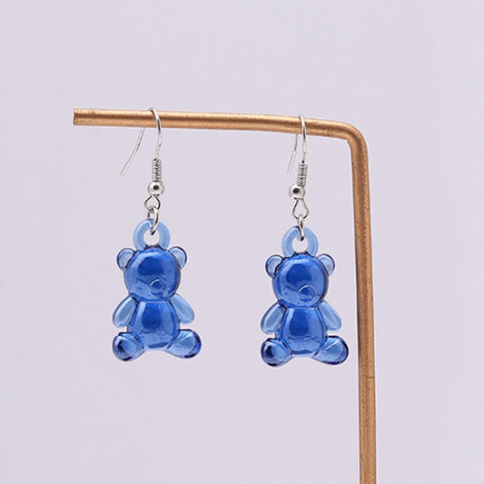 Blue 3D Bear Drop Earrings Women Creativity Jewelry Cute Earring Girls Gift