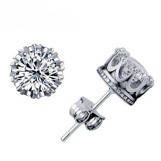 Crown Design Rhinestone Ear Studs Earrings Female Fashion Earrings Jewelry Gifts
