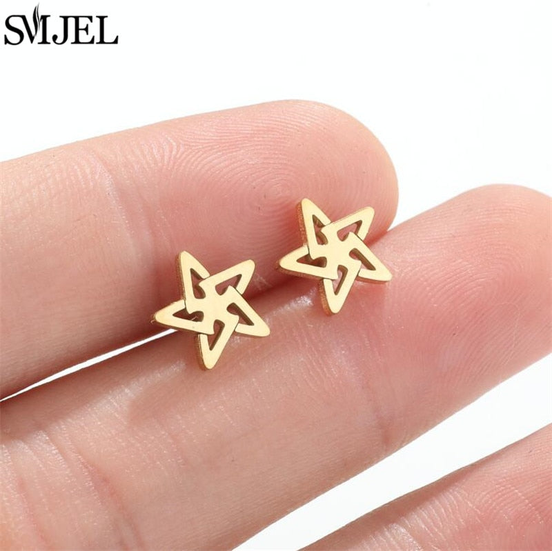 Spinning Star Fashion Earrings Minimalist Creative Style Ear Studs Earrings