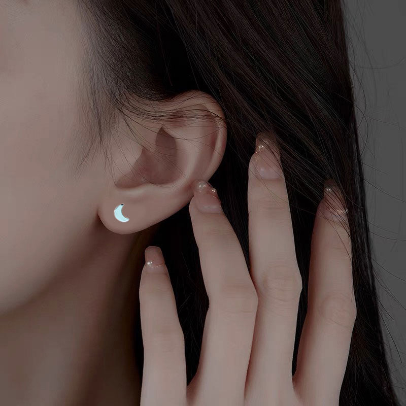 Stainless Steel Moon Earrings female simple Ear Studs Gift for Her