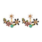 Fashion Small Fresh Flower Inlaid Colored Small Flower Stud Earrings Cross