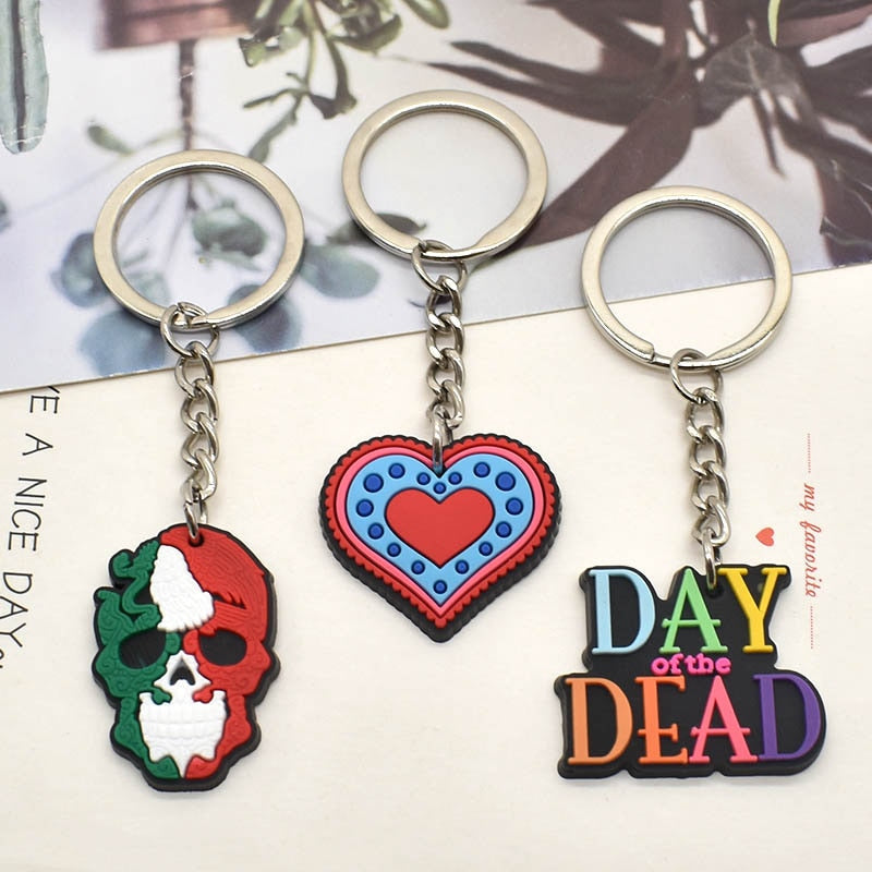 14 Styles Skull Calavera Mexican Day Of The Dead Halloween Keyring Cartoon