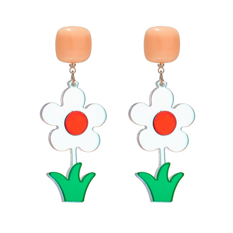 37 Styles Acrylic Mixed Drop Earrings Women Travel Fashion Cartoon Earrings