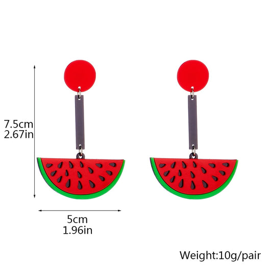 Red Watermelon Drop Earrings Hip Hop Art Women Party Jewelry Ear Fashion Pendant