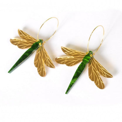 Green Dragonfly Drop Earrings Hip Hop Women Party Gift Jewelry Ear Fashion