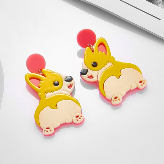 Corgi Dog Drop Earrings Women Travel Fashion Cartoon Earrings Creative Jewelry