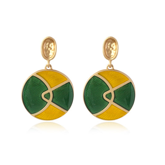 Yellow Green Circle Drop Earrings Women Creativity Jewelry Cute Earring Girls