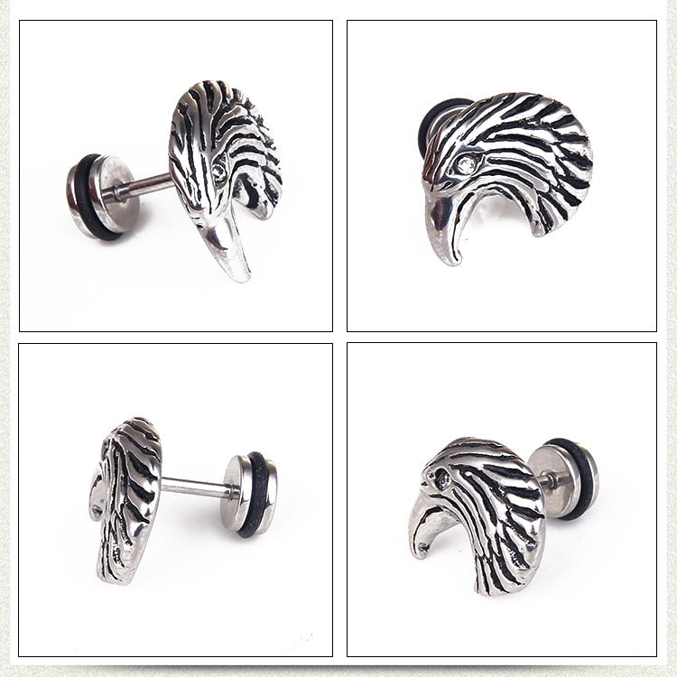 Eagle Vintage Earrings Stainless Steel Fashion Stud Ear Jewelry Party