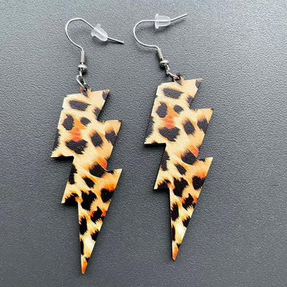 Leopard Big Lightning Dangle Earrings Women Girl Fashion Trendy Jewelry