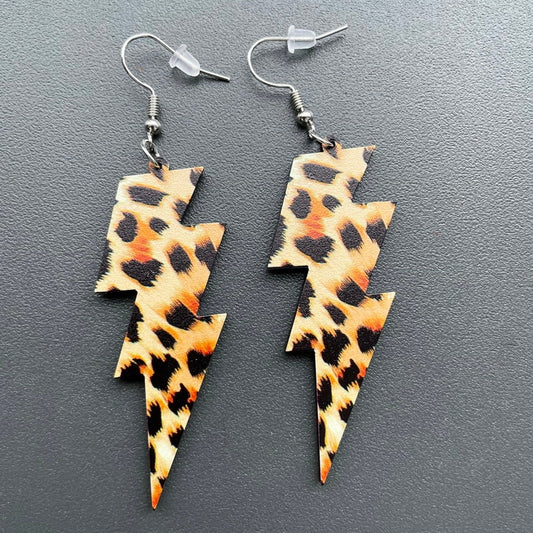 Leopard Big Lightning Dangle Earrings Women Girl Fashion Trendy Jewelry