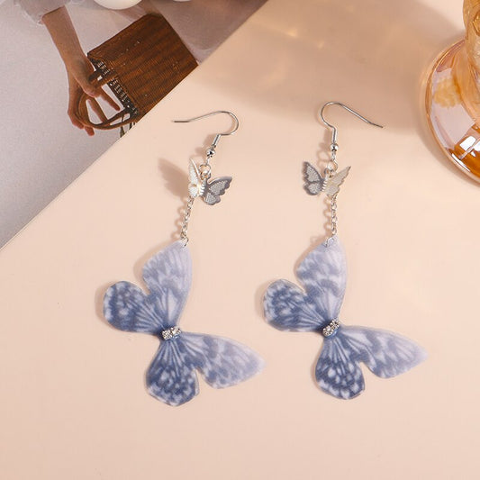 Greish Blue Delicate Butterfly Drop Earrings Women Creativity Jewelry Cute
