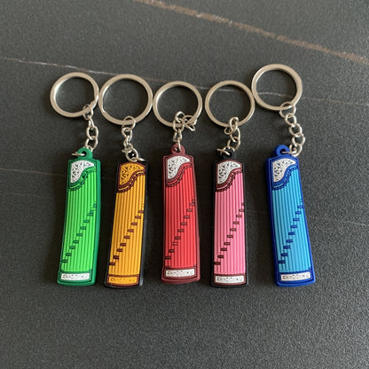 1pcs Random Color Guzheng Musical Instrument Silicone Pvc Soft Keychain Cartoon