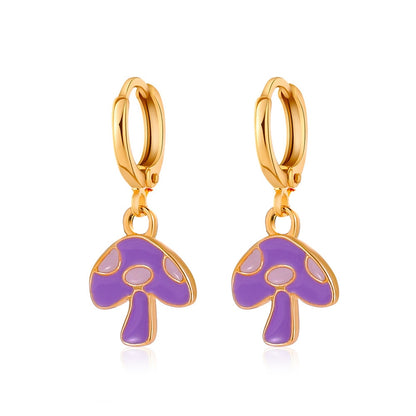 Purple Mushroom Drop Earrings Fashion Women Summer Party Jewelry Girls Gifts