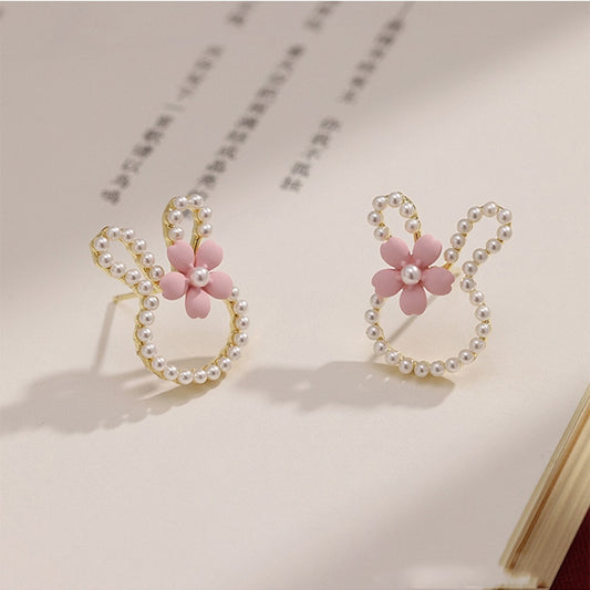 Faux Pearl Rabbit Stud Earrings Ladies Wedding Party Earring Birthday Jewelry