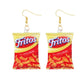 19 Styles Acrylic Snacks Potato Chips Mix Bags Design Dangle Earrings Women