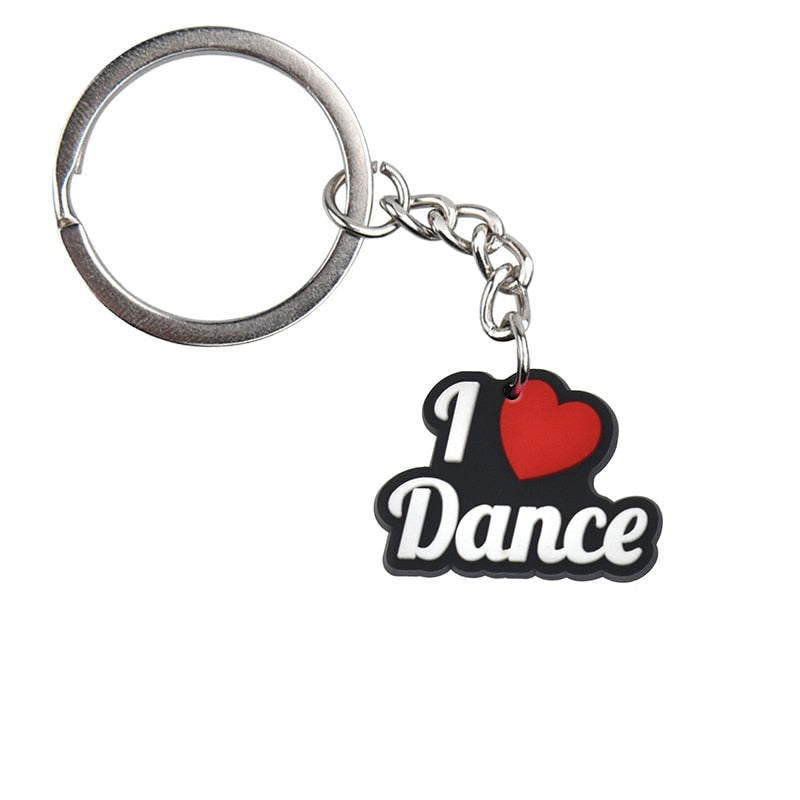 12 Styles I Love Dance Ballet Shoe Ballerina Keychain Party Gift Cute Keyring