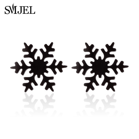 Snowflake Design Stainless Steel Earrings Women Jewelry Small Studs Gifts