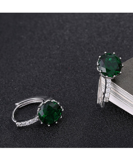 Green Crystal Ear Buckle Ear Studs Earrings Female Fashion Earrings Jewelry