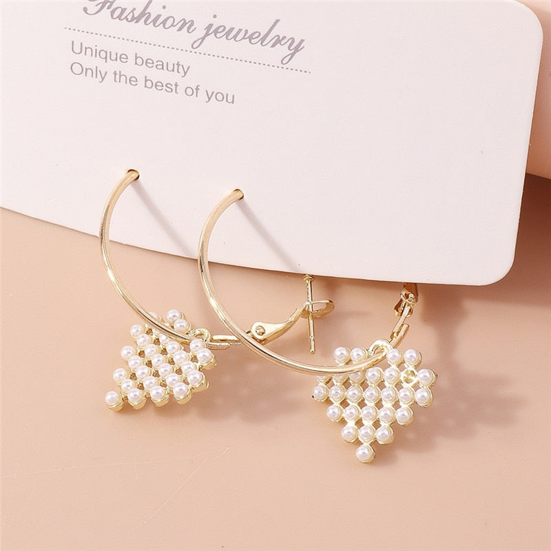 Small Beaded Heart Hoop Earrings Trendy Women Fashion Earrings Jewelry Gift