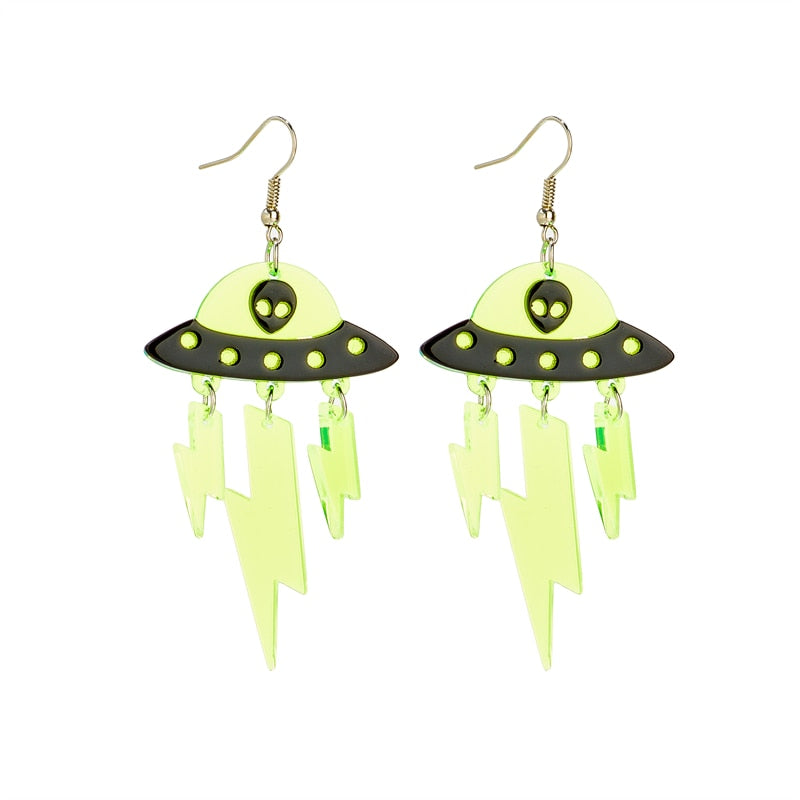 Alien Spaceship Drop Earrings Women Travel Fashion Cartoon Earrings Creative