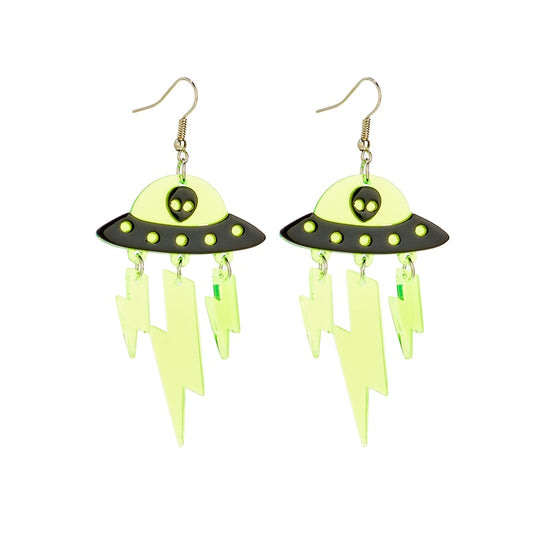 Alien Spaceship Drop Earrings Women Travel Fashion Cartoon Earrings Creative