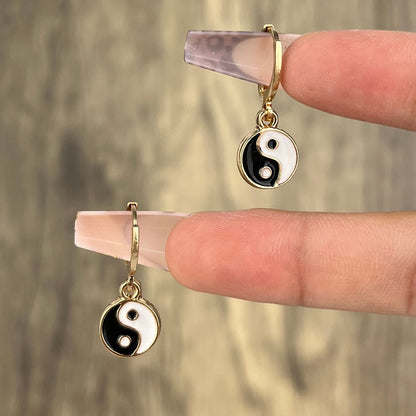 Round Yin Yang Drop Earrings Hip Hop Women Party Gift Jewelry Ear Fashion