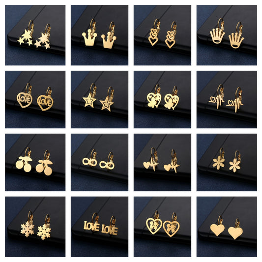 31 Styles Aesthetic Charms Stud Earrings Stainless Steel Women Party Gifts