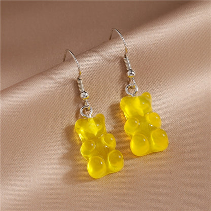 Yellow Cute Bear Drop Earrings Women Creativity Jewelry Cute Earring Girls Gift