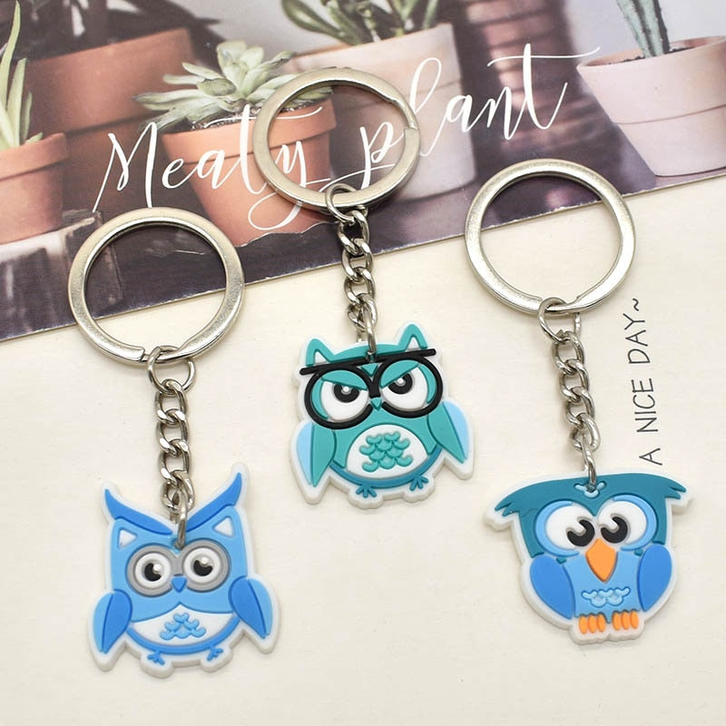 13 Styles Owl keychain Charm Cartoon Key Ring Gift Women Handbag Ornaments Car