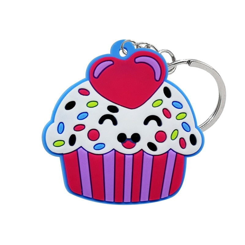 Smily Cupcake Keychain Cartoon Key Holder Car handbag Keyring Gift Pendant