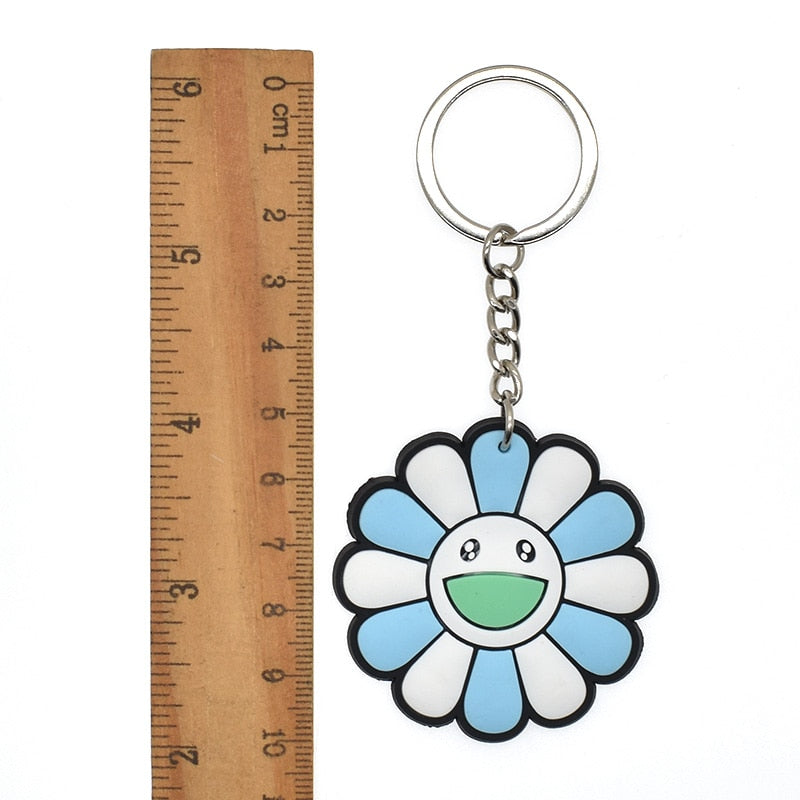 15 Styles PVC Rubber Colorful Cute Flower Sunflower Keychain Fashion Cartoon