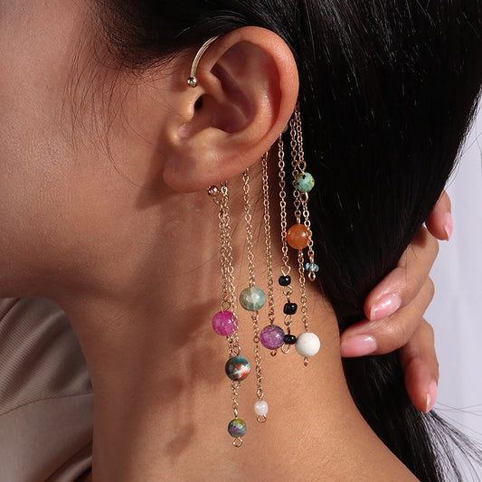 1Pc Colorful Round Beads Ear Wrap Earring Trendy Women Fashion Earrings Jewelry