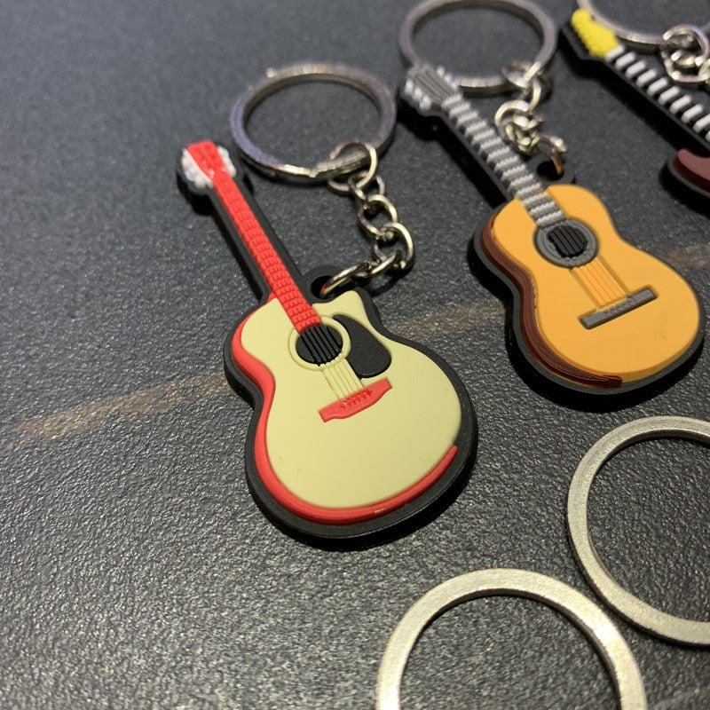 13 Styles Musical Instruments Silicone Pvc Soft Keychain Cartoon Small Gift