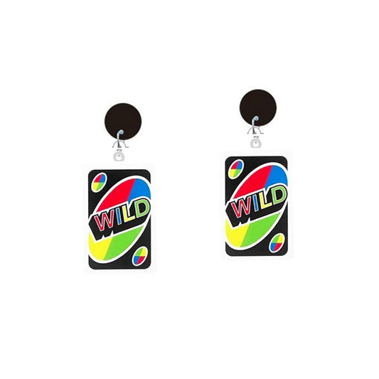 UNO Wild Card Drop Earrings Hip Hop Women Party Gift Jewelry Ear Fashion Pendant