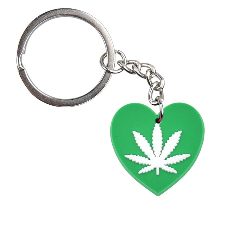 20 Styles Hemp leaf Soft PVC Keychain Smoke Green Rubber Key Ring Hiphop Pendant