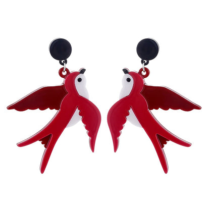 Red Martlet Acrylic Drop Earrings Women Travel Fashion Cartoon Earrings Creative