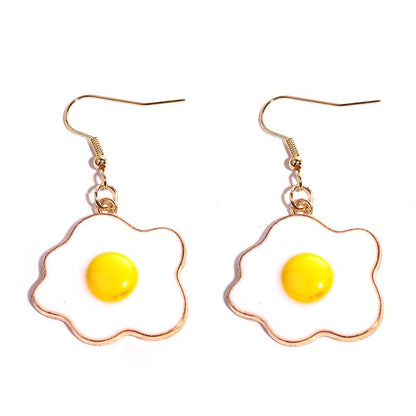 Fried Egg Cute Drop Earrings Women Art Fashion Cartoon Earrings Creative Jewelry