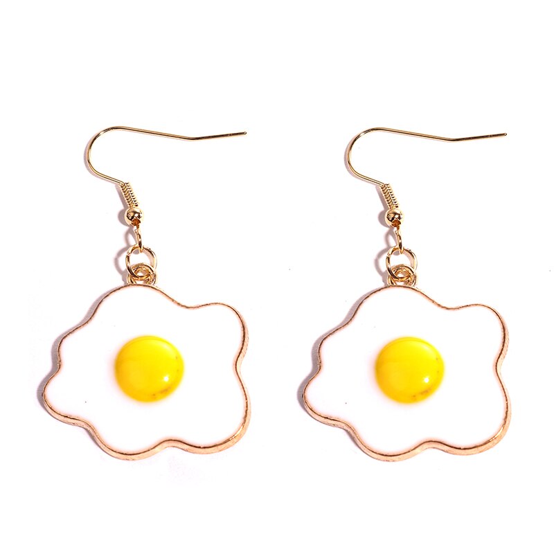 Fried Egg Cute Drop Earrings Women Art Fashion Cartoon Earrings Creative Jewelry