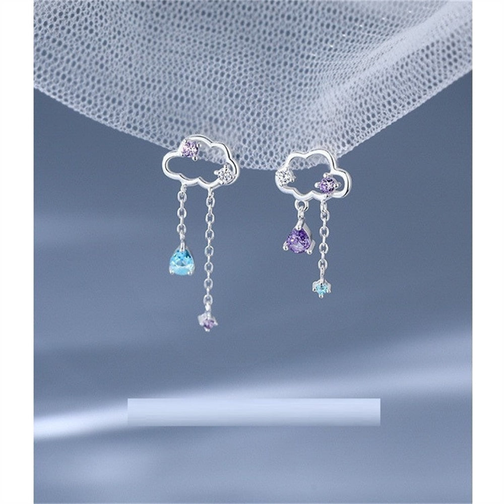 Cloud Crystal Drop Earrings Women Fashion Creative Art Cute Stylish Jewelry