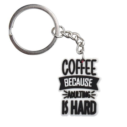 Coffee Quote keychain Cartoon Key Ring Anime Pendant Key Holder Art Gift