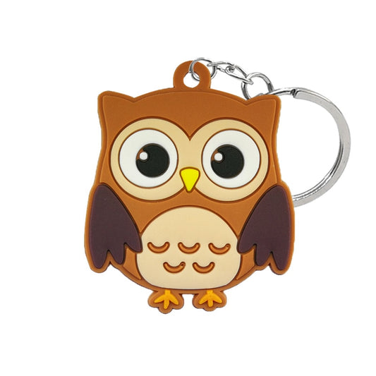 Brown Owl PVC Keyring Cute Cartoon Style Keychains Bag Car Pendant Jewelry Gift