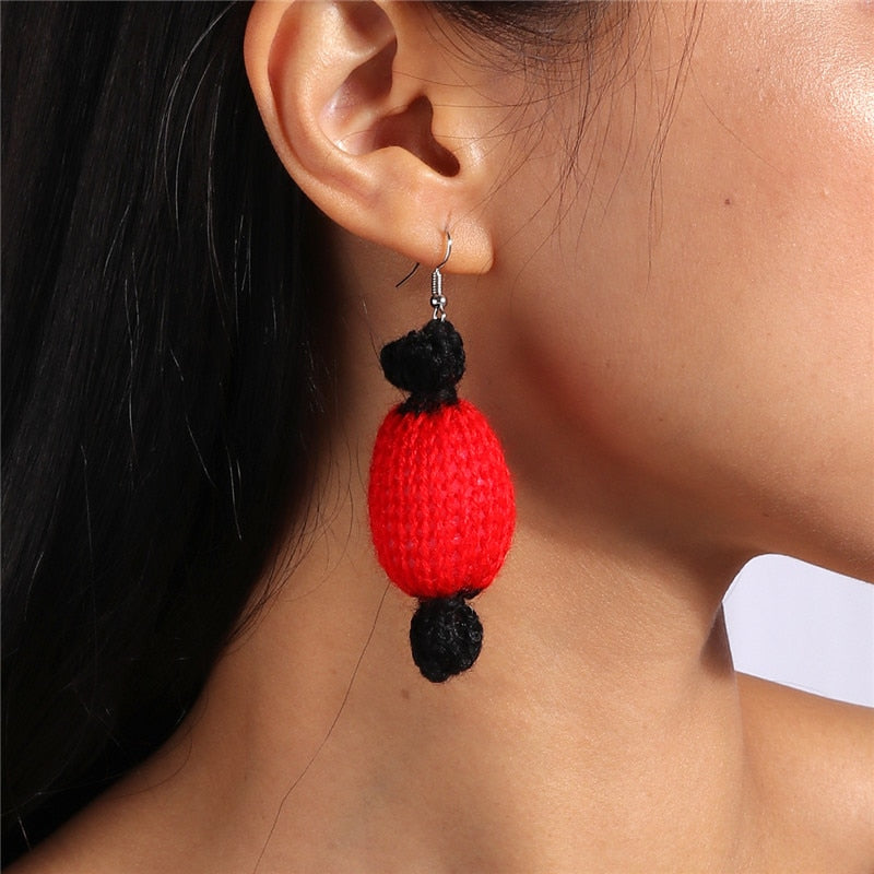 Knitted Candy Dangle Drop Earrings Women Charms Earring Fashion Creative Jewelry