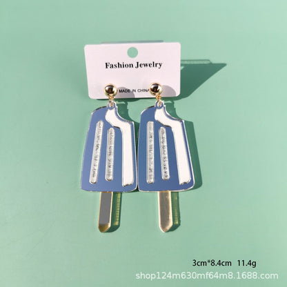 Ice Cream Bar Design Acrylic Drop Earrings Women Travel Fashion Cartoon Earrings